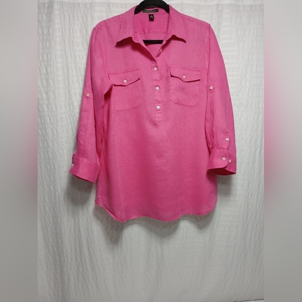 Lauren Ralph Lauren 100 % Linen Pull Over Top. Size L